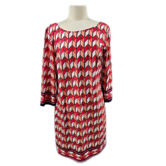 AGB 3/4 Sleeve Geometric Print Sheath Dress Women's Size Large - Picture 1 of 8